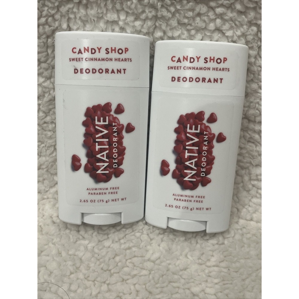2 Pack NEW Native CANDY SHOP Deodorant‎ SWEET CINNAMON HEARTS 2.65oz Aluminum Fr